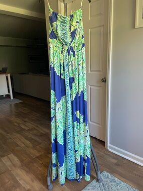 Lilly Pulitzer Blue, Green & White Tropical Print Dress